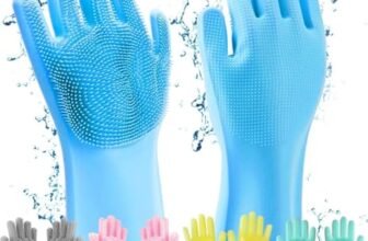 ARABEX Gloves Magic Silicone Dish Washing Gloves, Silicon Cleaning Gloves, Silicon Hand Gloves for Kitchen Dishwashing and Pet Grooming, Great for Washing Dish, Car, Bathroom (Multicolour, 1 Pair)