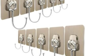 DME SALES Heavy Duty Self Adhesive Wall Hooks | Waterproof PVC Sticky Hooks Stainless Steel Big Hooks for Home Storage Bathroom Kitchen | Silver Multipurpose 10KG Capacity (Golden Hook 10-pcs)