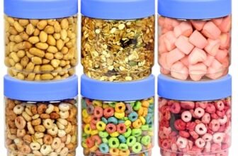 PEARLPET Sapphire Plastic Jar Airtight Stackable Container for Kitchen Storage Set of 6 Pieces, 800 ML