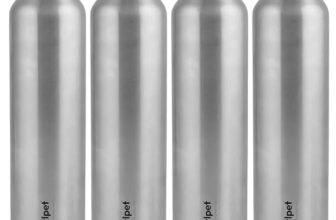 PEARLPET F10 Single Wall Stainless Steel Water Bottle,1L, Silver, Pack of 4 (Matt Finish)