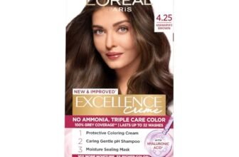 L’Oreal Paris Permanent Hair Colour, Radiant At-Home Hair Colour with up to 100% Grey Coverage, Pro-Keratin, Up to 8 Weeks of Colour, Excellence Crème, 4.25 Aishwarya’S Brown, 72ml+100g