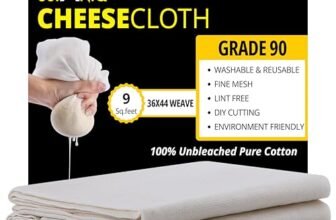 Sufaniq Cheesecloth Grade 90 ‘ 1 Sq Yard Unbleached 100% Cotton Fabric Reusable Ultra Fine Muslin Cloth for Straining,Cooking,Cheesemaking,Baking,5 x 10 x 0.5 Centimeters,Beige