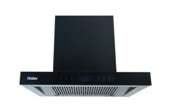 Haier 60cm 1600m³/hr BLDC Autoclean T-Shape Chimney | Easy Clean Filterless with Touch/Gesture Control | 10 Yr Motor, 4 Yr Comprehensive Warranty | Free Installation & Pipe | HIH-T1600-BLDC-IN | Black