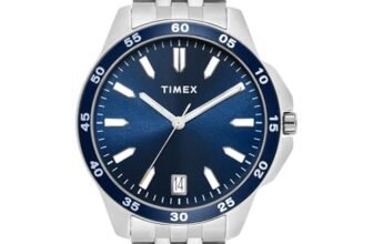 TIMEX Analog Watch for man with Blue Round Dial & Silver Stainless Steel Bracelet Band Water Resistant Men’s Wrist Watches – TWEG25300