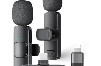 Kratos KMW02 Wireless Mic for YouTube, Dual Wireless Microphone for Video Recording, 360° Sound Capture, Noise Reduction, 40M Range, Magnetic Collar Clip, Plug & Play, Type-C & Lightning