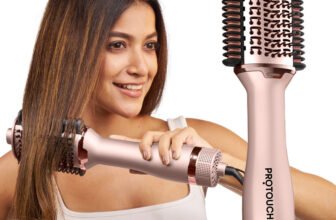PROTOUCH Born To Shine 2-in-1 Blow Brush – Dry, Style & Straighten & Volumizer Hair Straightener Brush(Rose Gold)