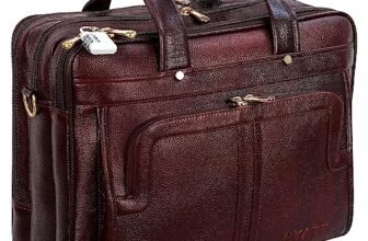 RICHSIGN LEATHER ACCESSORIES Office Briefcase Laptop Messenger & Shoulder Leather Bags for Men 15.6 Inch Cross Body (Brown 1)