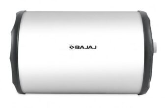 Bajaj Majesty Pro Horizontal Geyser 25 L (Left pipe)| Glassline coated tank | Shock resistant body | Warranty: 7 Yr Tank, 2 Yr Comprehensive | BEE Rating 4 Star | Suitable for low ceiling heights