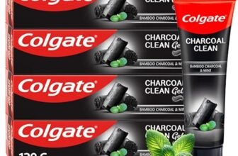 Colgate Charcoal Clean Black Gel whitening Toothpaste, 480 gm (120g x 4), Bamboo Charcoal and Wintergreen Mint for a Clean Mouth Experience