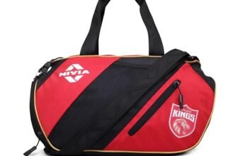 Nivia X Punjab Kings Hit 2.0 Duffle Bag 22L – Ventilated Shoe Compartment, Quick-Access Pockets, Trolley Sleeve for Gym, Training & Travel