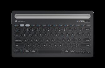 Portronics POR 2192 Bluetooth, Wireless Handheld Laptop Keyboard Compatible with Desktop, Laptop, Mac with Dual Connectivity (Bluetooth 5.3 + 2.4 GHz), Multi-Device Pairing up to 3 Devices, Built-in Tablet & Smartphone Holder Slot, Type-C Rechargeable Battery, Compact Tenkeyless Design, Multimedia F
