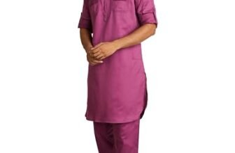 Amazon Brand – Symbol Cotton Men’s Kurta Sets (Symethset-7_Plum Medium)