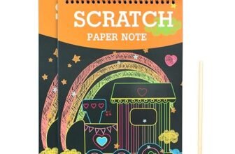 GLUN® Scratch Notepad with Magical Rainbow Color, 11×8 Inch Sheet Size Pencil Stick Notepad, Educational Toy for Kids, Wooden Stylus & 2 Drawing Notepad for Girls and Boys