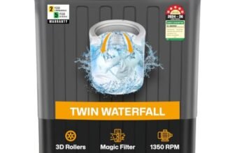 VW Visio World 7.5 kg 5 Star Aqua Spin Semi Automatic Top Load Washing Machine Aqua-Spin0075P (Black)