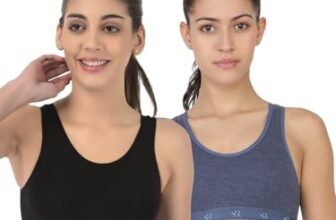 Rupa Softline Women’s Cotton Wire Free Classic Sports Bra (Pack of 2) (7057_Black-Blue Mel_32)