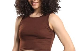 Q – RIOUS Casual Solid Women Crop Top (Brown_L)