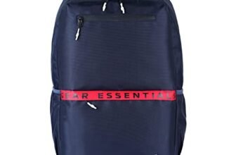 Gear LOGI-Q 27L Medium Water Resistant 5 Compartment Laptop Backpack/Backpack/Office Bag with Trolley Sleeve for Men/Women (Navy-Red)