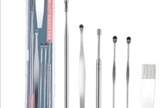 DME SALES Ear Cleaning Kit Steel Ear Cleaner Reusable Ear Wax Remover Tool Kit Set With Storage Box, 6 Pcs Stainless Steel Earpick Set, Spiral Ear Curette for Home & Travel