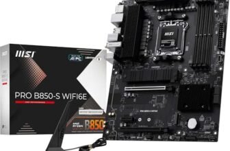 MSI PRO B850-S WIFI6E Motherboard, ATX – Supports AMD Ryzen 9000/8000 / 7000 Processors, AM5 – DDR5 Memory Boost (8200+ MT/s OC), PCIe 4.0 x16, M.2 Gen5, Wi-Fi 6E, 2.5G LAN