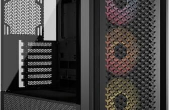 CORSAIR Frame 4000D RS ARGB Modular Mid-Tower ATX PC Case – High Airflow, 3X Pre-Installed RS ARGB Fans, InfiniRail Fan Mounting System, ASUS BTF, MSI Project Zero, Gigabyte Project Stealth – Black