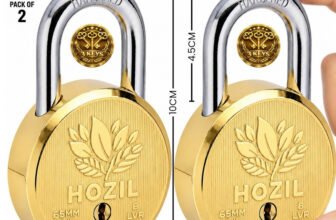 HOZIL 65MM Lock | Hardened Shackle | Double Locking | 8 Levers (Pack of 2) Padlock(Gold)