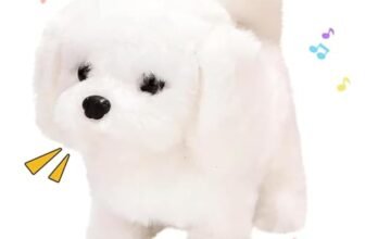 Hopping Walking White Dog Toy for Kids – Talking Sound Dog with Moving Tail, Head Shake & Realistic Actions | Soft Plush Interactive Animal Toy, Fun Gift & Childhood Companion for Boys & Girls