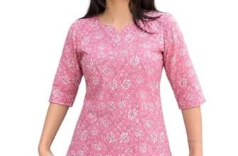 Pinkmint Women Printed Short Kurti | 3/4 Sleeve Casual Straight Kurta | Comfortable Ethnic Wear for Women (Pack of 1) Pink