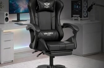 Warrior By ValorX USA Gaming & Office Ergonomic Chair | Vegan Leather | High Back 135° Recliner | Adjustable Height & Linkage Armrest | Lumbar Support | 360° Swivel | 3 Year Warranty- Black