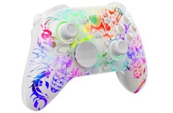 Cosmic Byte Lumora Tri-Mode Wireless Controller with Hall Effect Joysticks/Triggers, Mechanical Buttons, 1000Hz Polling, 6-Axis Gyro, RGB-Reveal Design, Macro/Turbo & 3.5mm Audio. (White)