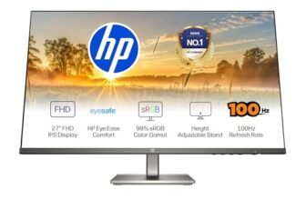 HP 527da 27″ (68.6 cm) FHD Monitor, IPS Panel, 300 nits, Eye Safe Certified, 100hz Refresh Rate, 5ms Response time, Ergonomic Design, Black, 3 Years Warranty (B11W6AT)