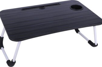 FurniGully Wood Portable Laptop Table(Finish Color – Black)