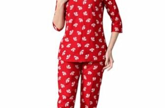 Women’s Printed Rayon Night Wear Top and Bottom Night Suit Set