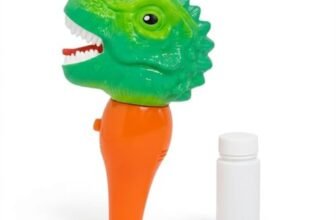 Shooting Star Bubble Blower with 1 Refill Bubble Solution | Bubble Play Toy for Fun Indoor/Outdoor Bubble Machine for Kids 3Y+ | Perfect for Birthday Parties & Summer Outdoor Fun or Party (Dino)