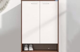 Nilkamal Ardor Shoe Cabinet with Dual Doors, 4 Closed Shelves | 3 Year Warranty | Oak & Frosty White