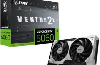 MSI GeForce RTX 5060 8G Ventus 2X OC V1 Gaming Graphics Card, 8GB GDDR7, 3840 CUDA Cores, PCIe Gen 5, TORX Fan 5.0, Zero Frozr, HDMI 2.1b, DisplayPort v2.1b