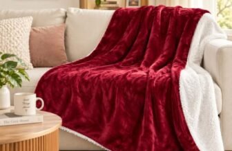 Marshmallow Reversible Plush Sherpa Blanket (Double Bed, 200x210cm) Soft Warm & Cozy | 100% Polyester Breathable Blanket for Sofa, Couch & Travel | Plush Flannel on Top & Soft Sherpa on Back (Maroon)