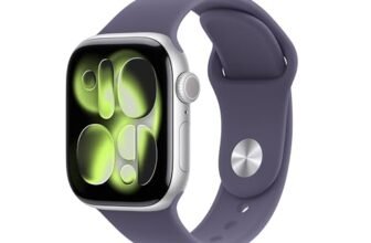 Apple Watch Series 11 GPS 42mm Silver Aluminium Case with Purple Fog Sport Band – S/M