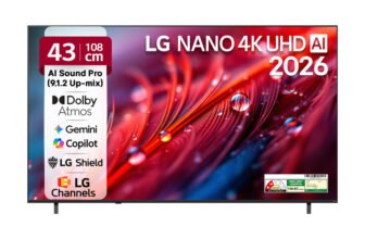 LG 108 cm (43 inch) Ultra HD (4K) LED Smart WebOS TV 2026 Edition with NANO Detail Enhancer, HDR10 Pro, 4K Super Upscaling Alpha7 AI Processor 4K Gen9, Dolby Atmos, AI Sound Pro (9.1.2 ch), Multi AI (Google Gemini & MS Copilot), Linear Flow Design, 60Hz VRR, 5 Years OS upgrade, Secured by LG Shield,