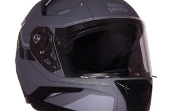 Royal Enfield AIR-X 1901 Full Face Helmet | Certification: ISI & DOT | High Impact Grade ABS Shell |Multipore Ventilation System | Aerodynamic Design with Aggressive Styling | Gray (XL) 62CM
