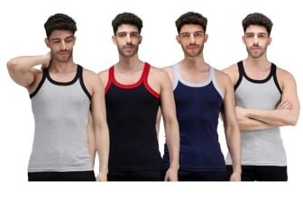 Amul Comfy Men’s Vest | 100% Pure Cotton Rib Fabric | U Neck Sleeveless Innerwear | Ultra Soft Hand Feel | Extremely Stretch Fit | Seamless Comfortable | Color may vary | (Pack Of 4)