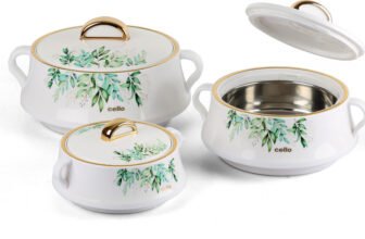 cello Jewel Pack of 3 Thermoware Casserole Set(500 ml, 1000 ml, 1500 ml)