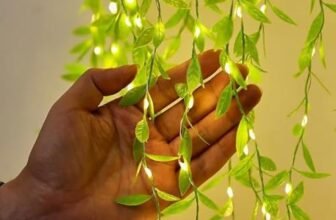 DesiDiya® Artificial Leaf Curtain Lights LED Decorative Lights, 210 LED Warm White Fairy String Lights, 3x1m Remote Control with 5 Modes, Perfect Lights for Decoration Diwali, Birthday & Festive Decor