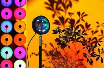 REFULGIX 16-Color 360° Rotating Sunset Projection Lamp with Remote | Romantic LED Night Light for Bedroom, Kids, Couples & Adults | Mood Lighting for Home, Living Room, Party (Multicolor, Plastic)
