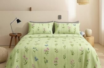 SANMARINO 300 TC Microfiber XXL Soft Cotton Super King Size Bedsheet for Double Bed, King Size 108 Inches X 108 Inches, 9 Feet, 275 X 275 cm with 2 Large Size Pillow Covers – Floral Olive Green