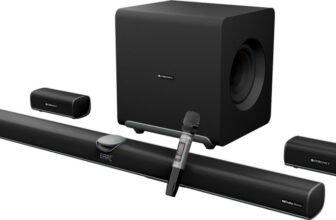 ZEBRONICS Juke Bar 11000 Dolby Atmos,DTS:X,Wireless Subwoofer & Satellite 1610 W Bluetooth Soundbar(Black, 11.2.4 Channel)