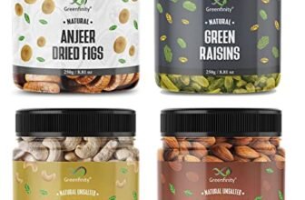 GreenFinity Dry Fruits Combo Pack – 1kg (Almonds, Cashews Nuts, Green Raisins, Anjeer – Each 250g) – All Premium.