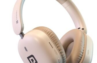 Portronics Muffs M6 Over Ear Wireless Bluetooth Headphone with Upto 40 Hours Playtime, Dual Pairing, 40mm Driver, HD Mic, Bluetooth 5.4V, Foldable Design, Type C Fast Charging (Biege)