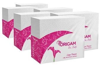 Origami 2Ply So Soft Paper Napkins | Tough, Super Absorbent Multipurpose Tissue | Food Contact Safe, Ideal for Snacks, Parties & Daily Use – White Pack of 6 (50 Pulls Per Pack, Total 300 Sheets)