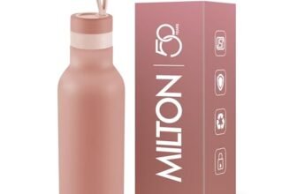 Milton Smarty 600 Thermosteel Bottle, 490 ml Water Bottle, 24 Hours Hot and Cold, Double Wall Vacuum Insulated, Water Bottles, Tea Flask/Coffee Flask, ISI Certified, Beige