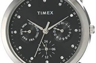 TIMEX Analog Watch for Women with Black Round Dial & Silver Stainless Steel Bracelet Band Water Resistant Women’s Wrist Watches – TW000X205